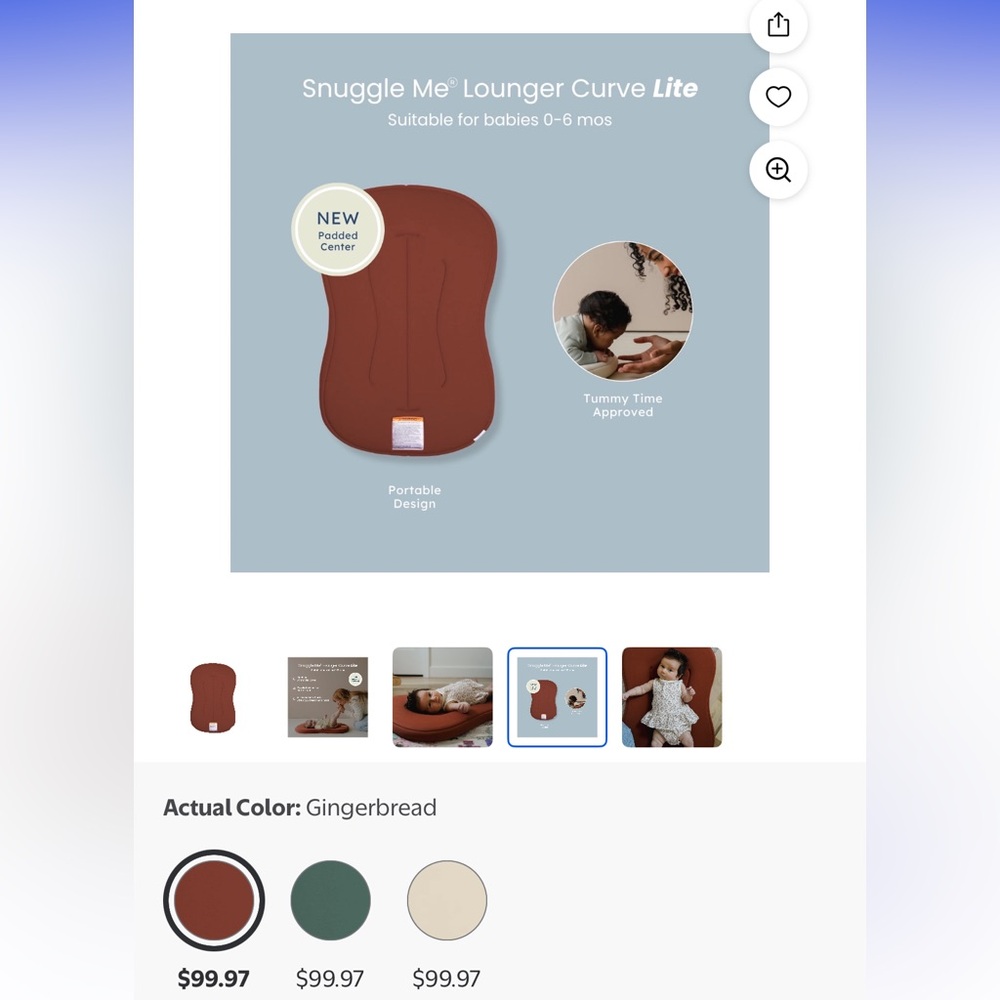 Snuggle Me® Lounger Curve Lite in Gingerbread